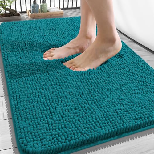 Image of OLANLY Bathroom Rugs 34x21, Extra Soft Absorbent Chenille Bath Rugs, Rubber Backing Quick Dry, Machine Washable Bath Mats for Bathroom Floor, Tub and Shower, Home Decor Accessories, Deep Lake