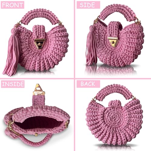 Image of Evening Clutch Bag for Women, Handmade Crochet Wedding Party Purse, Small Flap Formal Crossbody Handbag Evening Clutch