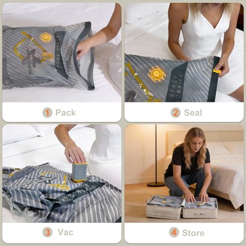 Image of 10-Pack Vacuum Bags for Travel with Wireless Rechargeable Pump, Carry-on Size Compression Packing Bags for Luggage & Suitcase, Space Saver for Clothes & Clothing, 10 Combo Travel Size, Fast 3S Vacuum