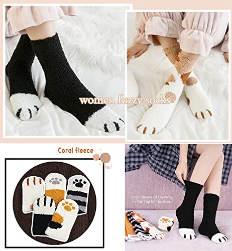 DAMILY 靴下 レディース もこもこ靴下 冬 ルームソックス 厚手 防寒 かわいい 女性用靴下 犬 猫 動物柄靴下 冬 くつした レディース 部屋 ホームソックス 暖かい靴下 冷え取りくつ下 睡眠 ルーム 5足セット 22-25cm の商品画像 4
