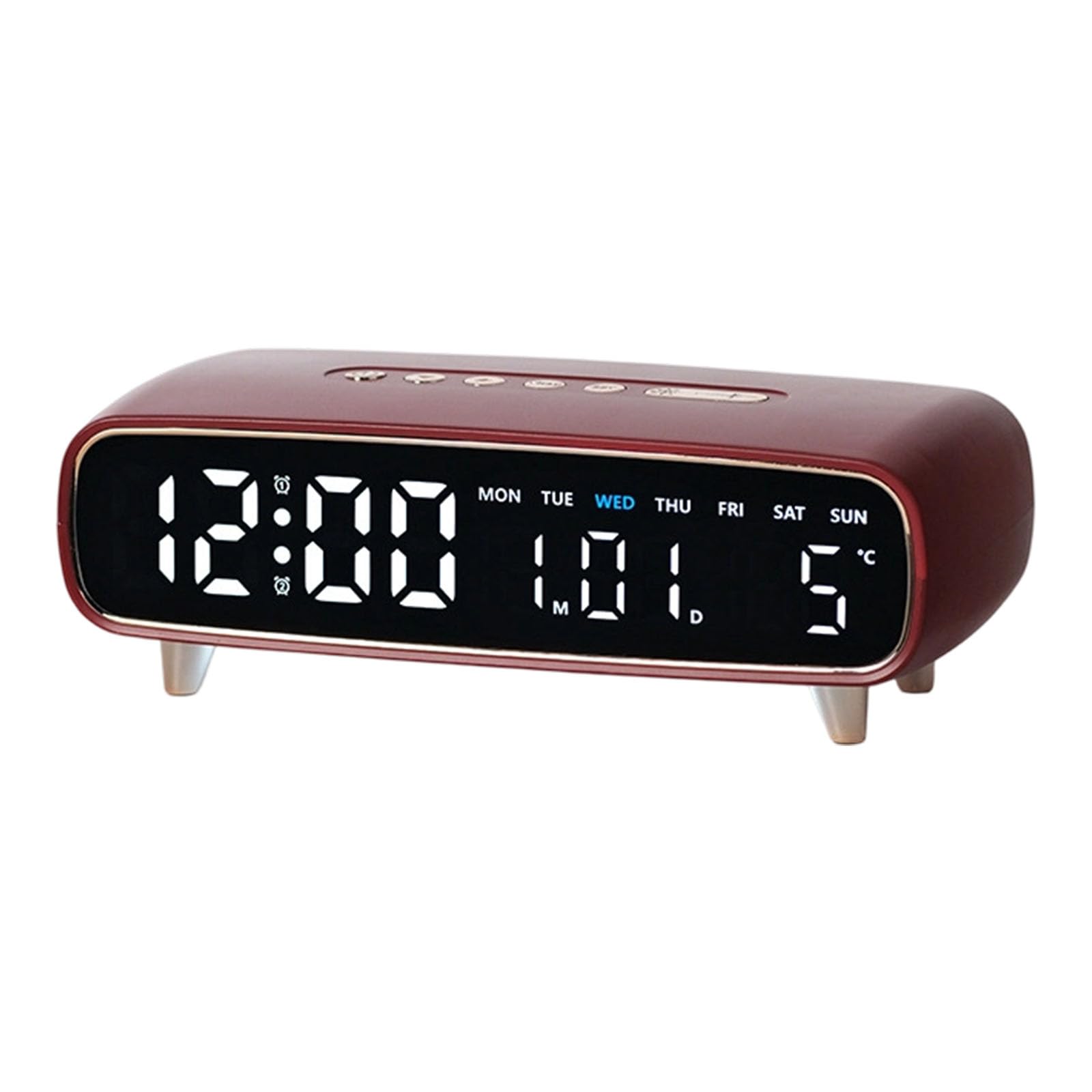 Woedpez Practical Digital Clock with Large Display Night Light Feature Calendar Temperature and Moons Phase for Daily Use Digital Alarm Clock with Backlight Multiple Alarms
