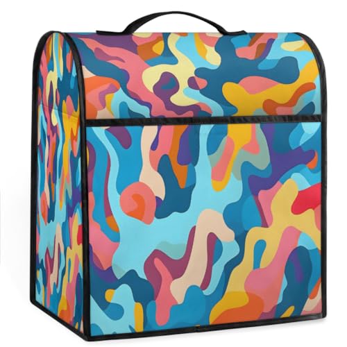 Coffee Maker Cover Colorful Camouflage Kitchen Appliance Covers Small Appliance Covers Blender Cover Juicer Cover Dust Covers for Kitchen Appliances with Top Handle and Pockets,Washable,C240