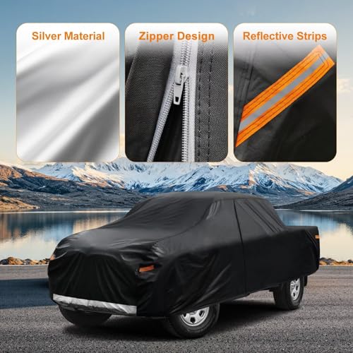 Image of Kayme Truck Cover Custom Fit Chevy Silverado 1500(1998-2018) Regular Cab Long Bed. Full Exterior Heavy Duty Outdoor Pickup Truck Car Cover Waterproof All Weather.Car Tarp for Wind Sun Dust Protection.