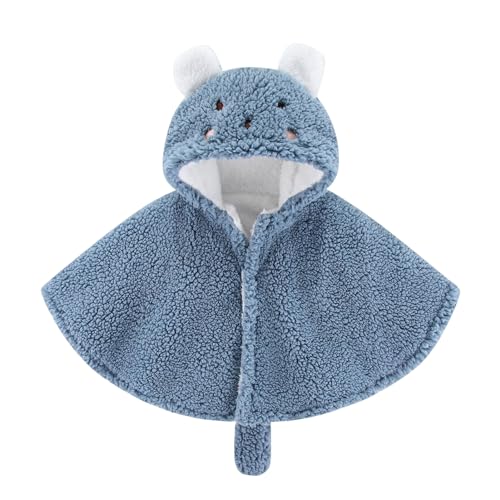 Lifup Capa con Capucha para Niñas, Piel Sintética Chaqueta para Niñas Abrigo con Capucha De Invierno, Poncho de Invierno Cálido para Exteriores Azul 1-2 año