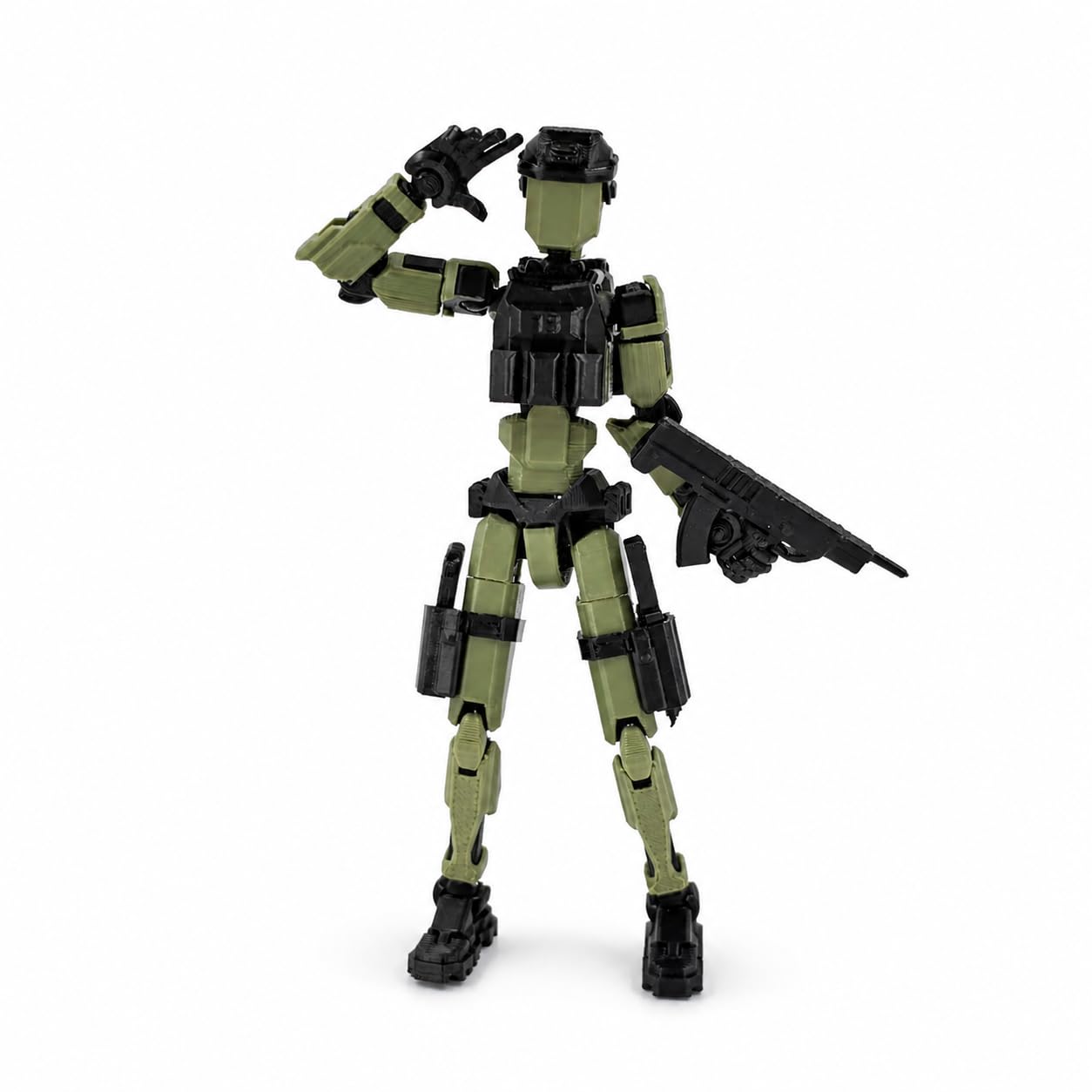 Military Soldier Dummy13 Fully Articulated Action Figure | 3D Printed Robot Assembly Kit | 5.4 Inch Poseable DIY Collectible Model with Tactical Accessories | Made in India (Forest Commando)-image-5