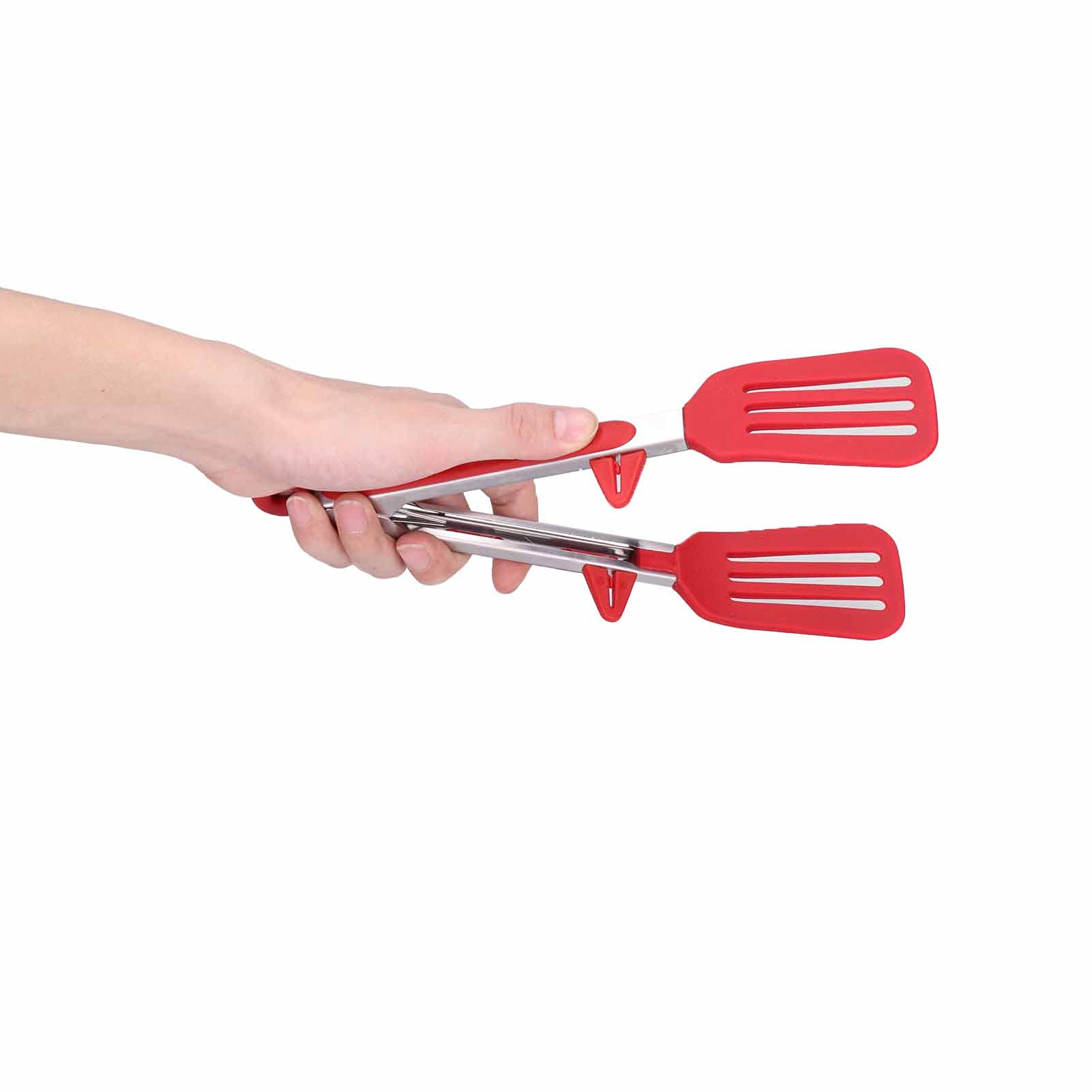 Pinza da Cucina, Pinza in Acciaio Inossidabile con Testa in Silicone, Pinza per Insalata di Pasta e Bistecca Barbecue da 9 12 Pollici per Cucinare Alla Griglia(12 pollici rosso