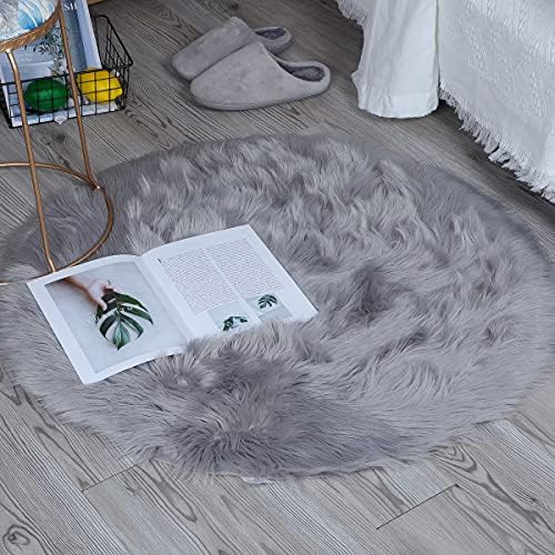 ZCZUOX Faux Sheepskin, Faux Fur Rug, Fluffy Rug for the Bedroom, Living Room or Nursery, Furry Carpet or Throw for Chairs, Stools and Sofa (Grey, 60x160cm)