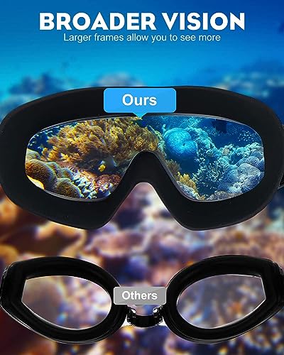 Image of Anti-Fog Swim Goggles with UV Protection | Comfortable Leak-Proof Silicone Seal | Adjustable Strap Swimming Glasses for Men Women Kids | Clear Vision Pool Goggles with Free Protective Case