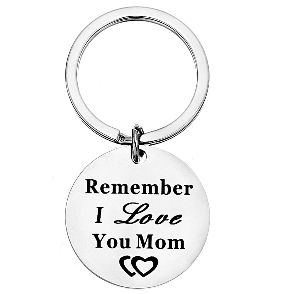 SOLDOUTFashion Engraved Remember I Love You Mother Keychain Stainless Steel Mothers Day Mom Birthday Gifts from Kids