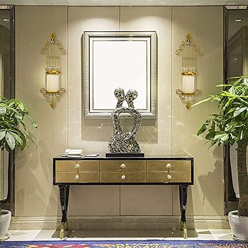 Miniatura 2 de 2 candelabros de pared, estilo antiguo, decoración de pared de metal dorado para sala de estar, baño, comedor