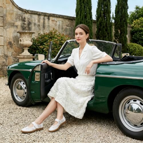 Image of Mary Jane Sneakers for Women Slip on Ballet Flats Walking Retro Sneakers | Round Toe Mary Jane Shoes,Hook and Loop,Lightweight Footwear,Women Fashion Sneakers for Walking, Travel, Workout, Daily Wear