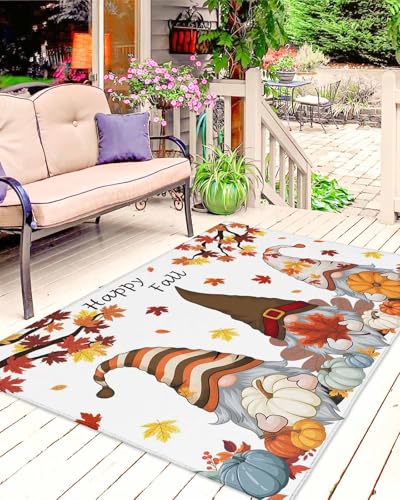 Lsrtoss Fall Outdoor Rug for Patio/Deck/Porch, Non-Slip Large Area Rug 4 x 6 Ft, Orange...