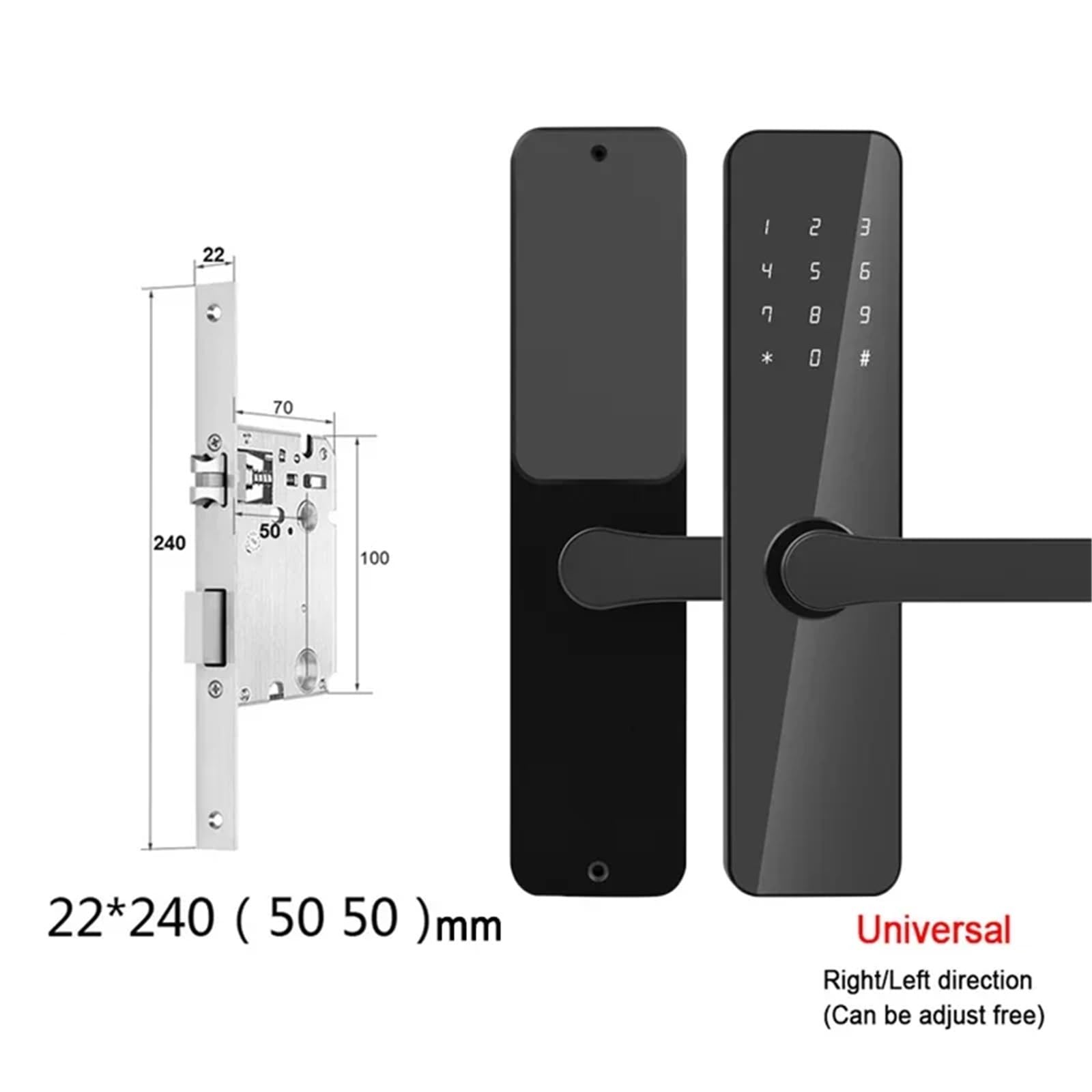 Cerradura Electronica, Cerradura inteligente con Control por aplicación, cerraduras digitales con mango, teclado, cerradura electrónica for casa, alquiler de Hotel, conexión Bluetooth(22X240(5050))