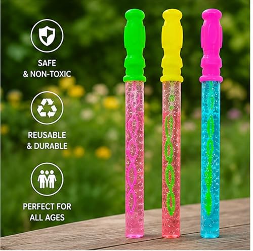 Image of Fratelli Colourful Bubble Wands for Kids - 6 PC Bubble Stick Set | Non-Toxic Bubble Maker Toy | Party Favor Bubble Blower | Outdoor Summer Toy for Boys & Girls | Birthday Return Gifts
