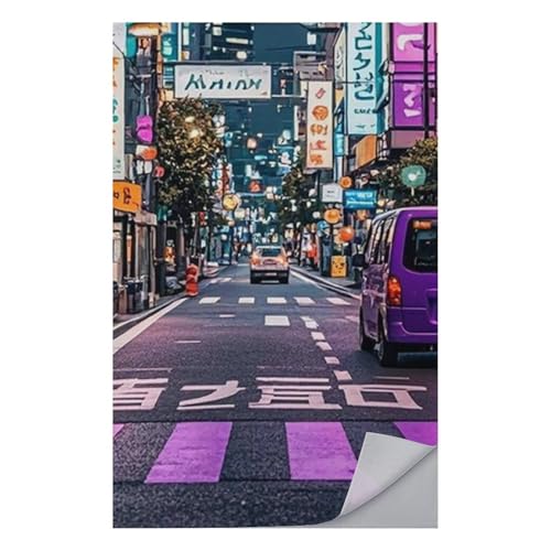 FHESDCW Purple Tokyo Streets Towel Quick Dry Ice Towels for Hot Weather Breathable Camping Towels Sweat Super Absorbent Bathroom Towel for Gym Yoga Pilates Exercise