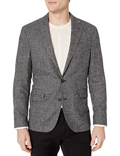Cole Haan Men's Slim Fit Blazer, Black/White Houndstooth, 44L