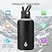 BJPKPK Half Gallon Insulated Water Bottles with Straw Lid, 64oz Large Water Jug, Stainless Steel Bottles with 3 Lids and Paracord Handle, Thermo for Hot & Cold Liquid, Black