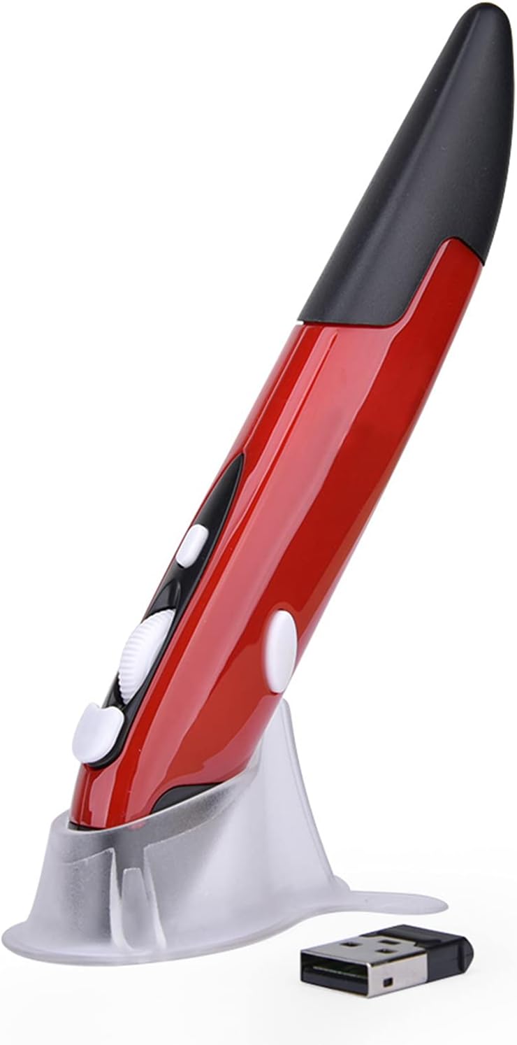 Homgee 2.4GHz Wireless Optical Pen Mouse Adjustable 500/1000DPI Optical Presenter Flip Pen for PC Android Red