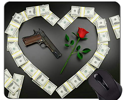 Preisvergleich Produktbild Rutschfeste Gummi-Gaming-Mausunterlage, Pistolen-lustige Geld-personalisierte Rechteck-Gaming-Mausunterlagen