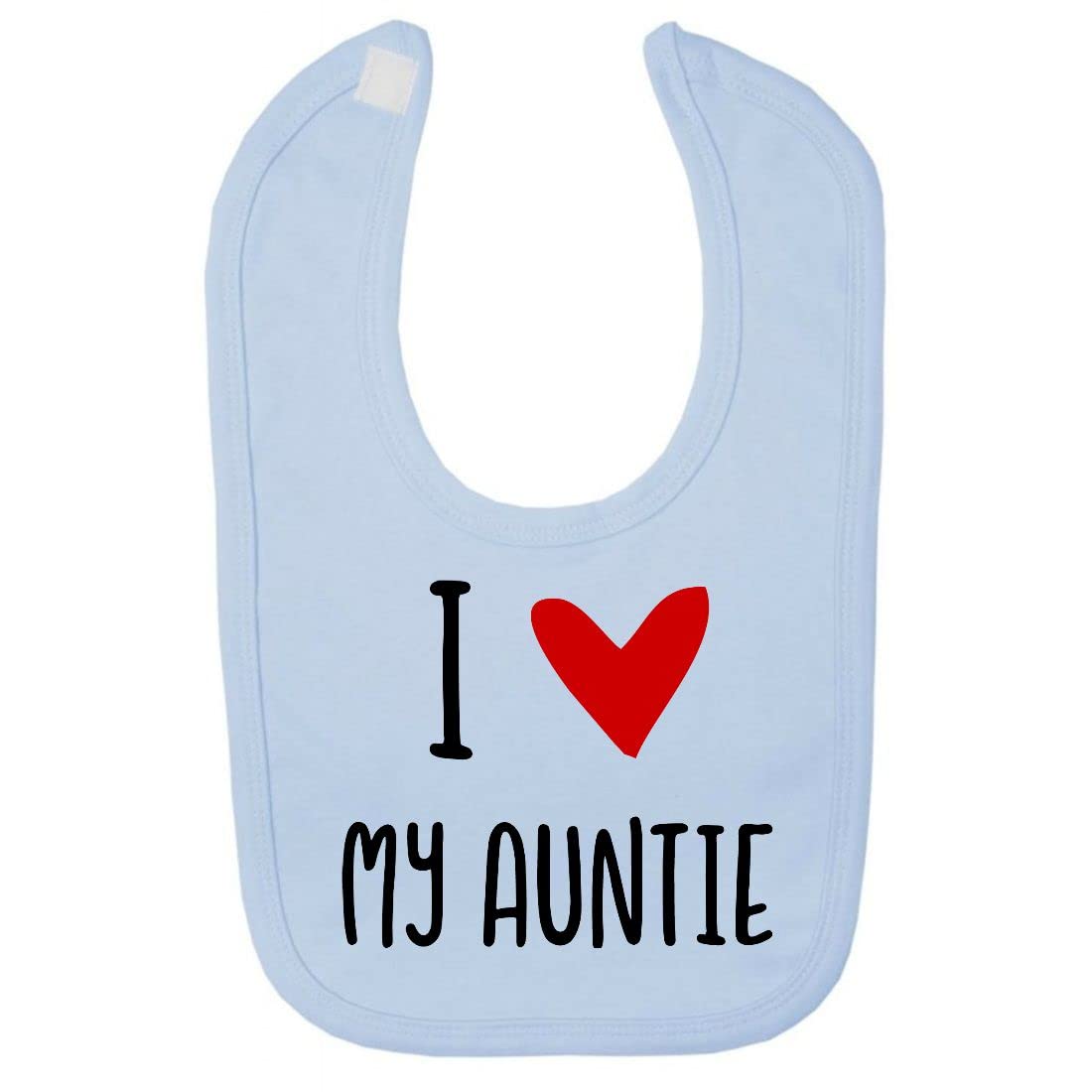 Miammo I love my Auntie (stacked style), family statement [BBY7] cotton baby bib - Pastel Blue