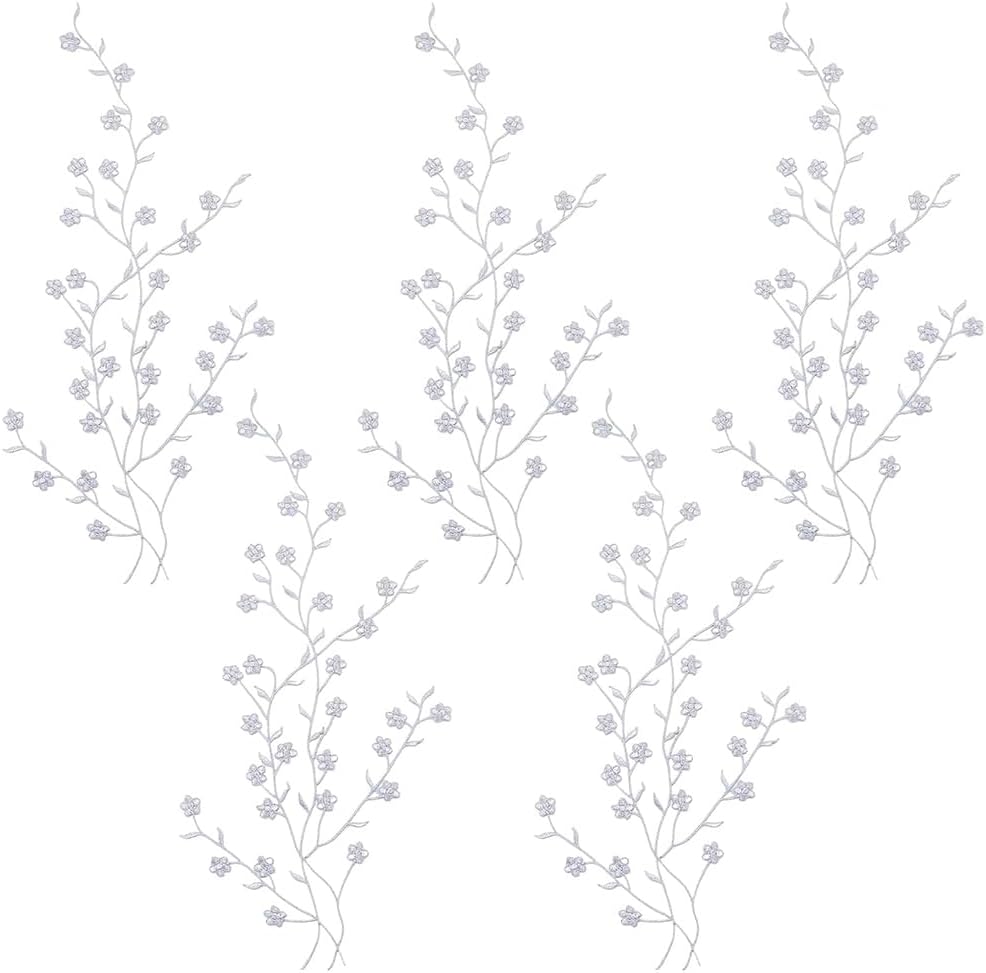 GORGECRAFT 6Pcs Flower Lace Appliques Embellishments Decorative Iron on Sew on Plum Patch Floral Applique Embroidered Fabric for Dress Clothes Decor Repair Jeans Backpacks Bags Sewing Crafts