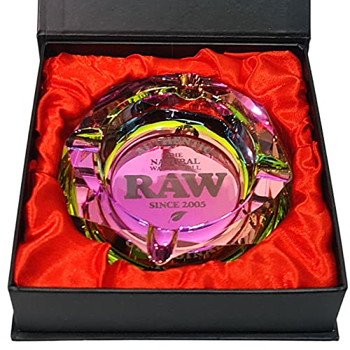 ZACTLY Exklusiver RAW Glas-Aschenbecher, achteckig geformt, dekorativ, tragbarer Aschenbecher, moderner, schöner Desktop-Aschenbecher mit weichem Boden, wird in einem ansehnlichen und eleganten
