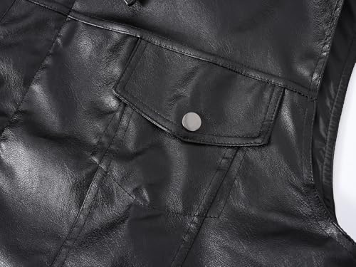 Image of Men's Zipper PU Faux Leather Sleeveless Waistcoat Motorcycle Biker Vest Jacket
