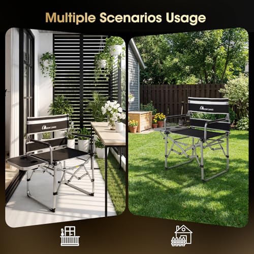 Silla de camping MOON LENCE Directors, resistente, plegable portátil con mesa lateral para playa, pesca, picnic, césped y eventos al aire libre (Negro, 2 piezas) miniatura 6