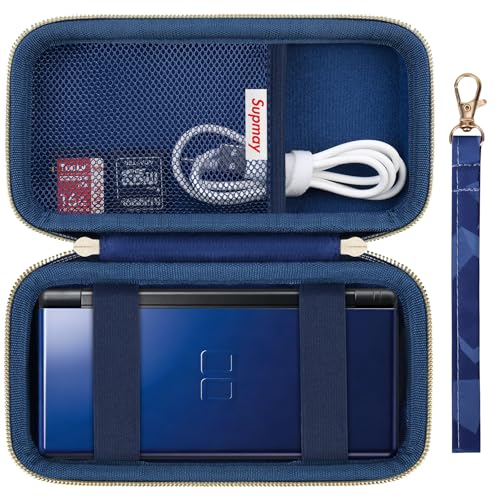 Image of Supmay Hard Carrying Case Compatible with Nintendo DS Lite NDSL, Gameboy Advance Games Storage Holder Travel Bag with Mesh Pocket for USB Charging Cable, Stylus, Earphones, Game Cartridge, Blue