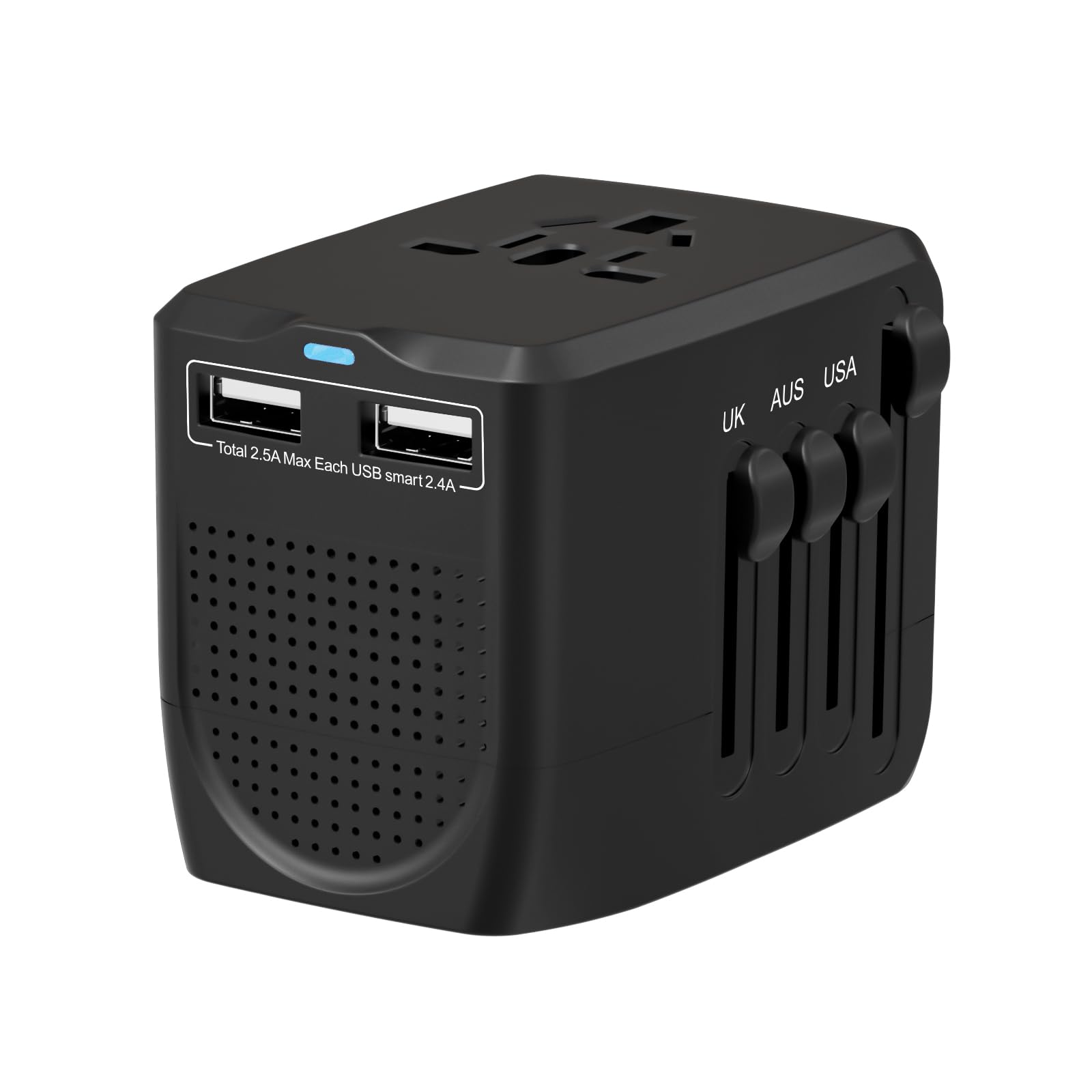 2000W Adapter 880W Voltage Converter with 2 USB Ports for Hair Straighteners, Curlers, Laptops, Cameras and Other Devices, Universal Plug Travel Adapter for US/AUS/UK/EU and Over 200 Other Countries