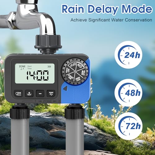 Sprinkle Timer Water Timer for Garden Hose: Irrigation Timer System for Yard Lawn with 2 Outlets - Smart Programmable Watering Timer