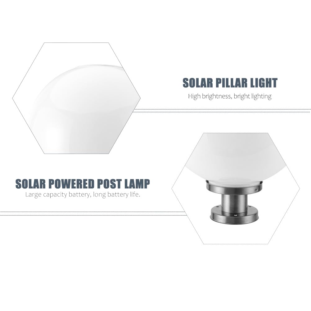 HOMSFOU Lámpara Solar para Poste Exterior Farola de Patio Luz LED Luz Fría Base Acero Inoxidable 20 Cm Iluminación Jardín Terraza