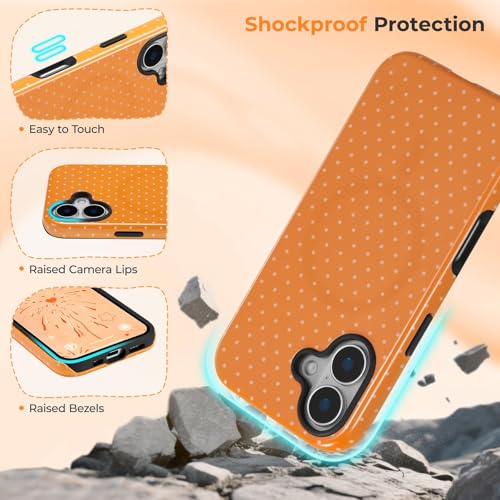 Coque Magnétique iPhone 16 Plus Orange à Pois ZTOFERA
