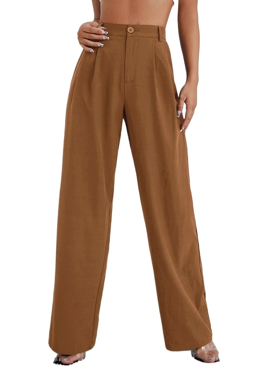 Womens Clothes Solid Zip Up Straight Leg Pants Trousers Fall Outfits