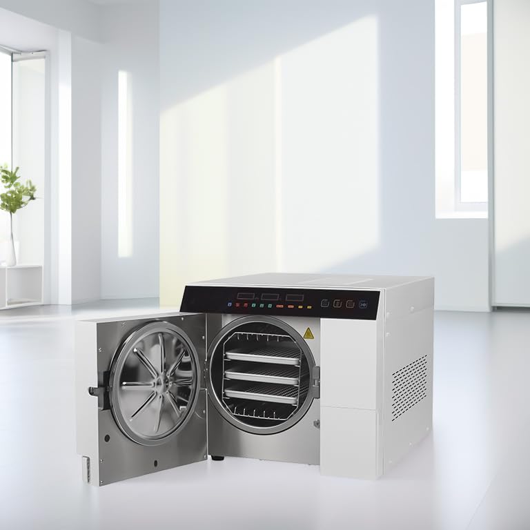 18L/23L Class B Steam Sterilizer with Built-in Printer USB Connector Fully Autoclave Digital Table Top Sterilizer Triple Vacuum Pressure Sterilization (23L)