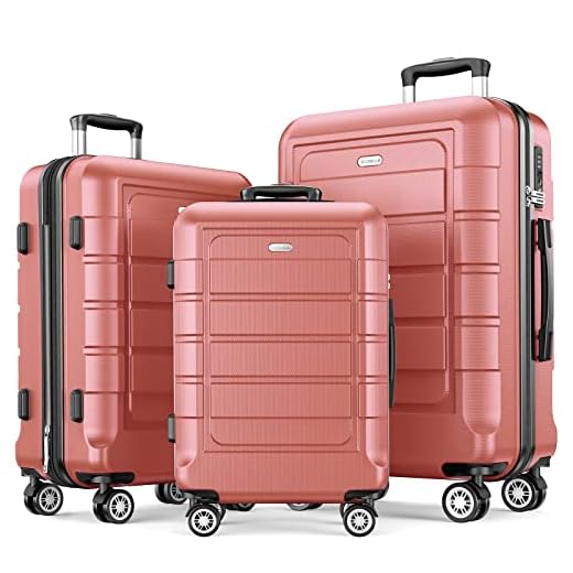 Best luggage tsa padlocks rose gold SHOWKOO Expandable Luggage Set - 3 Pieces