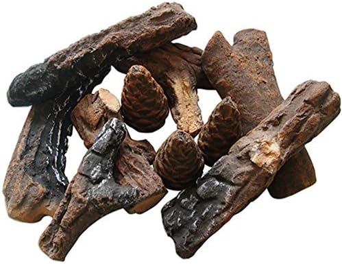 GYG Small Wood-Like Ceramic Fireplace Logs 9 PCS for All Types of Indoor, Gas Inserts, Ventless & Vent Free, Electric, or Outdoor Fireplaces & Fire Pits. Realistic Clean Burning