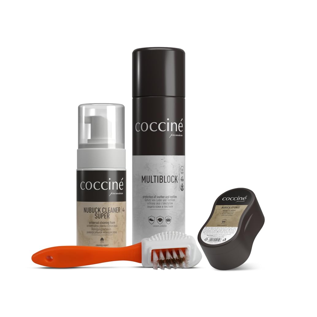 Cocciné - Kit de nettoyage pour daim et nubuck - Entretien des chaussures - Protection de la couleur - Chaussures en daim - Nettoyage et imperméabilisation des chaussures en daim - Kit de nettoyage et