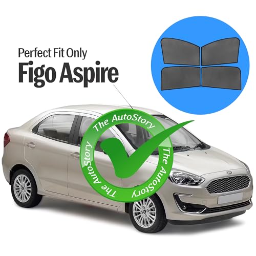 Image of AutoStory Custom Fit Black Mesh Car Sunshade for Ford Aspire | UV & Heat Protection Car Window Curtains | Privacy Car Sun Shade | Breathable Vehicle Specific Side Window Shades