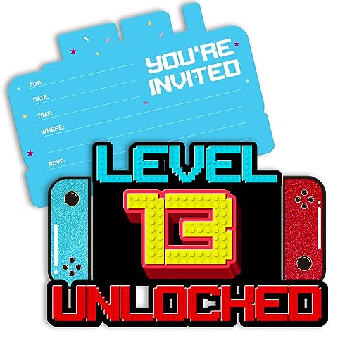 pertnate Video Game 13th Birthday Invitations
