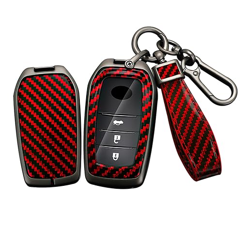 トヨタ専用 スマート キーケース キーカバー キーホルダー TOYOTA 新型 シエンタ ヤリスクロス アクア マークX イエローレーベル ミライ MIRAI等に適用 車用 手触リいい キー保護 高級 落ちにく 汚れ 傷 防止 オシャレ カーボンレッド