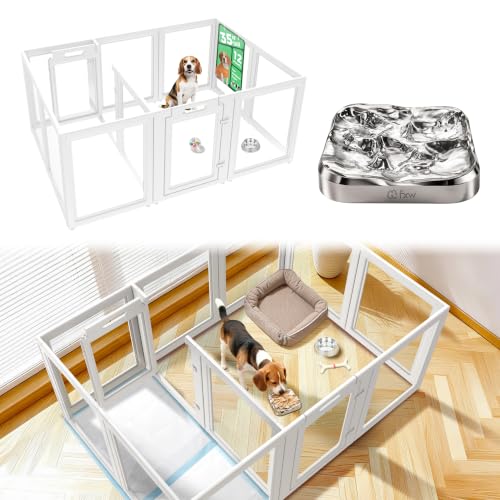 Image of FXW AuraSpace Acrylic Dog Playpen System with Lick Mat, 35 inch H, 12 Panels