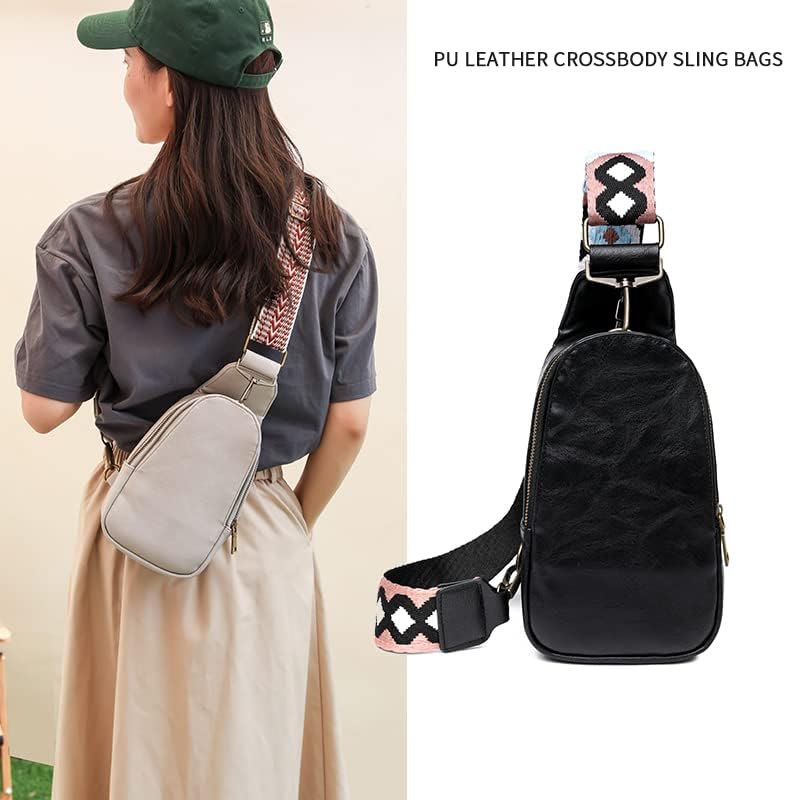 Miniatura 4 de BRZSACR Bolso bandolera para mujer, bolso cruzado de piel sintética, bolsa de pecho para mujer, ciclismo, senderismo, 1 unidad, Gris