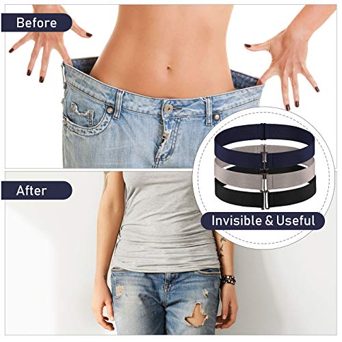 3 Pieces elastic belt for women Elastic Waist Belt Invisible No Show Belt Adjustable Stretch Free-Buckle Belt for Jeans Pants Dresses Skirts4