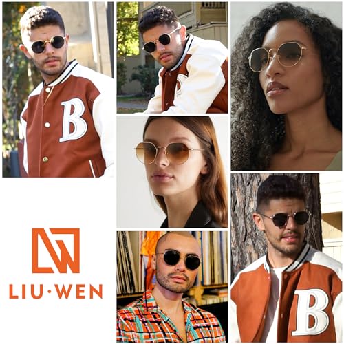 LIU·WEN Retro Round Polarized Sunglasses - Classic Metal Frame Shades for Women Men2