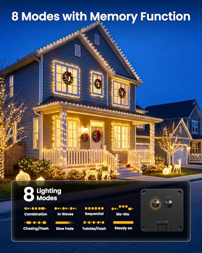2 Pack Total 66Ft 200 LED Solar Christmas Fairy Lights Outdoor Waterproof - image 3