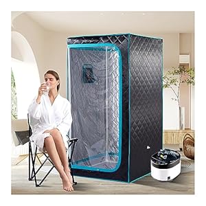 ZONEMEL Full Size Steam Sauna, Portable Sauna Tent, 4 Liter Steamer with Remote Control, Sauna Chair, Non-Slip Mat, Personal Sauna for Home Relaxation, (L 33.8″ x W 33.8″ x H 65.7″,Green Border)