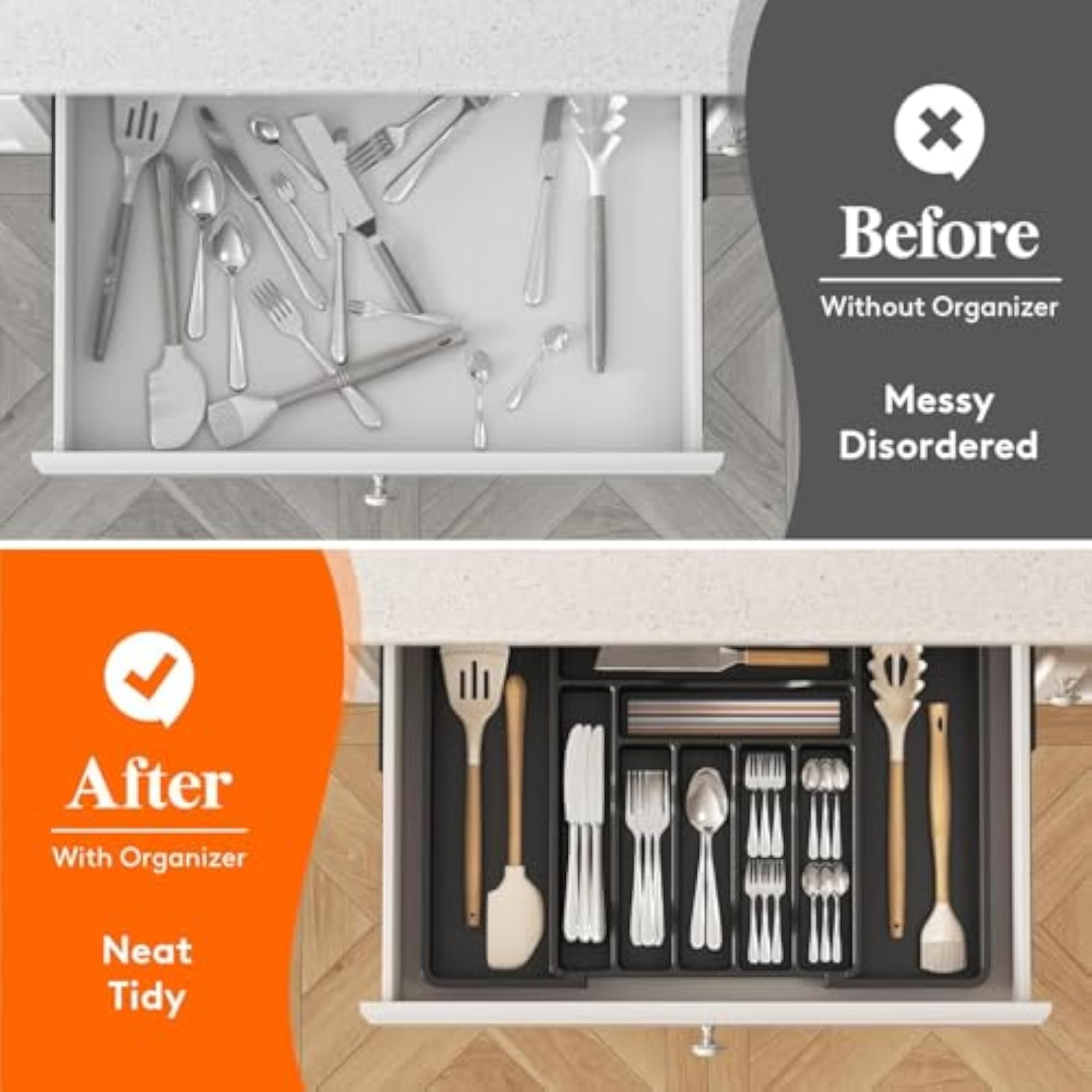 Expandable Kitchen Drawer Organizer Cutlery Tray