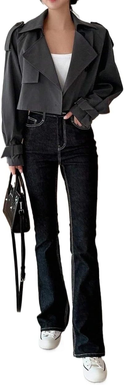 Womens Fashion Trench Outwear Raglan Sleeve Trench Coat Jacket Coat