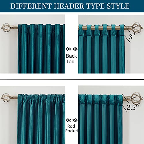 Image of PRIMROSE Teal Velvet Curtains 84 inch Long for Living Room,Set of 2 Panels Blackout Rod Pocket Back Tab Window Treatment Room Darkening Heavy Decorative Curtains Drapes for Bedroom